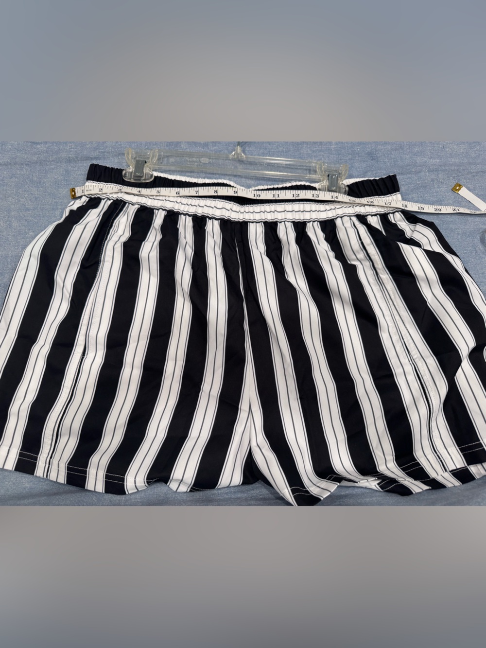 Black & White Vertical Stripe Blouse And Short Set - Picture 9 of 11